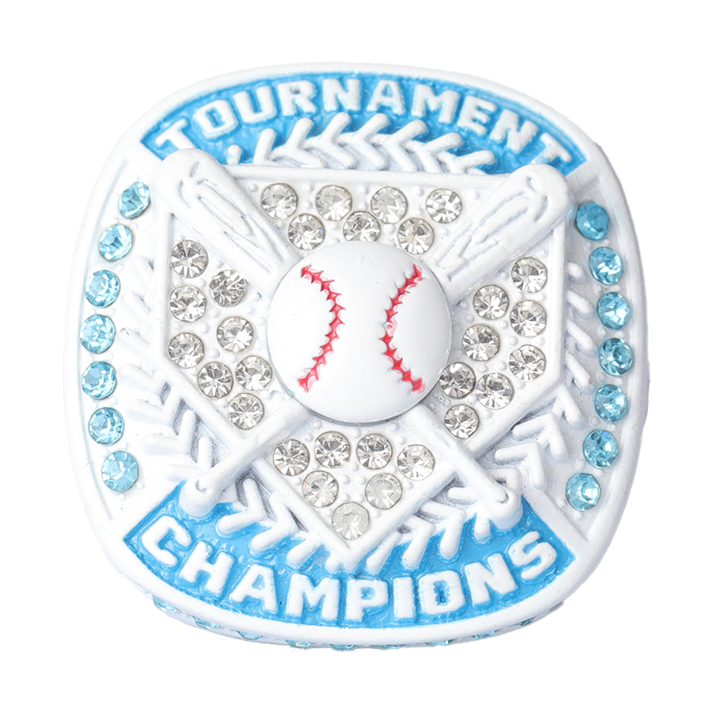 #BA01 youth baseball white & carolina blue championship ring size 9
