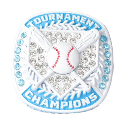 #BA01 youth baseball white & carolina blue championship ring size 9
