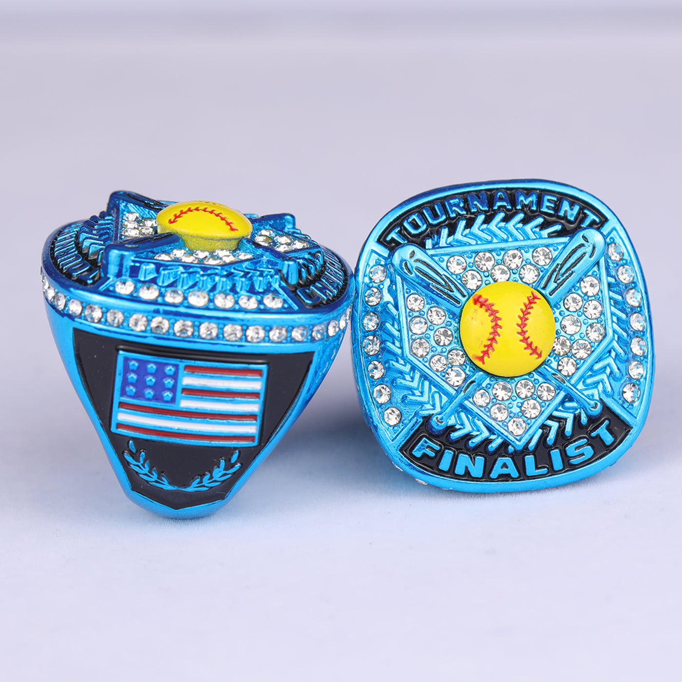 homeplate light blue softball awards tournament championship rings size 9.5 for girls