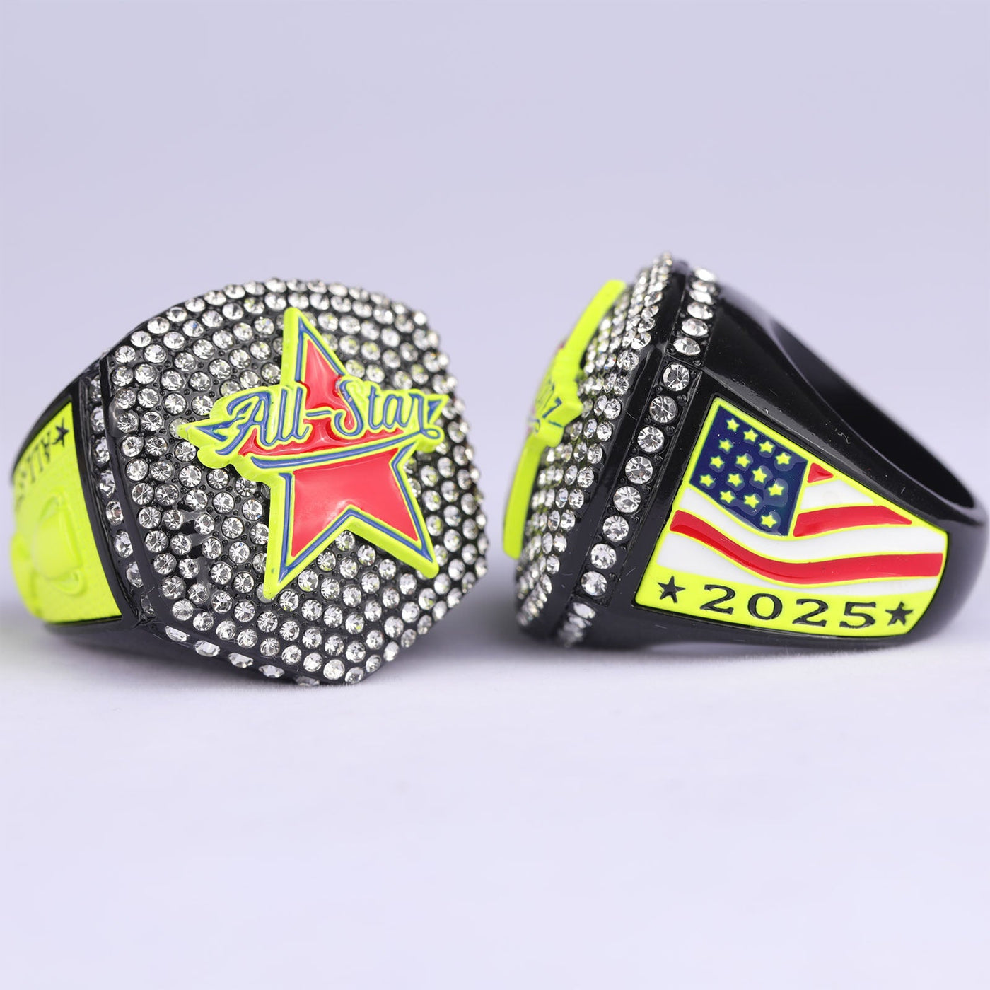 2025 ALL - STAR black and yellow championship ring youth size 9 and adult size 11 - Topsportsjewelry & awards