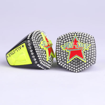 2025 ALL - STAR black and yellow championship ring youth size 9 and adult size 11 - Topsportsjewelry & awards