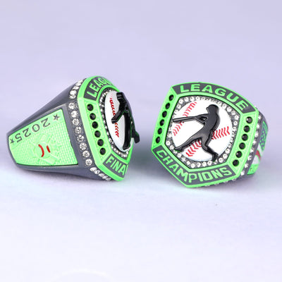 2025 heavy cheap baseball LEAGUE grey green championship ring size 9.5 and 11.5 - Topsportsjewelry & awards