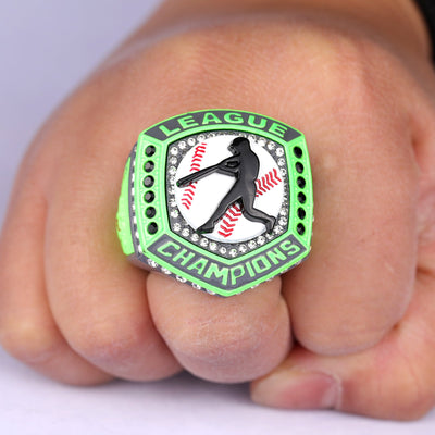 2025 heavy cheap baseball LEAGUE grey green championship ring size 9.5 and 11.5 - Topsportsjewelry & awards