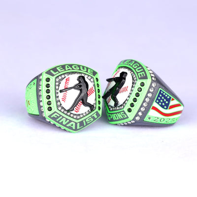 2025 heavy cheap baseball LEAGUE grey green championship ring size 9.5 and 11.5 - Topsportsjewelry & awards