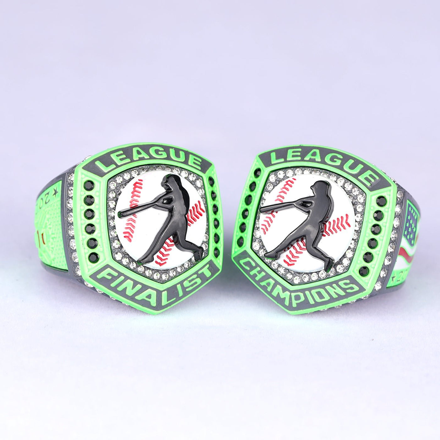 2025 heavy cheap baseball LEAGUE grey green championship ring size 9.5 and 11.5 - Topsportsjewelry & awards