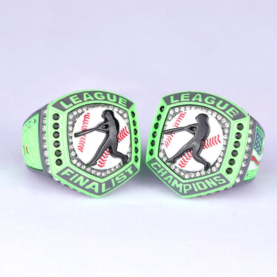 2025 heavy cheap baseball LEAGUE grey green championship ring size 9.5 and 11.5 - Topsportsjewelry & awards