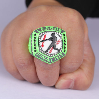 2025 heavy cheap baseball LEAGUE grey green championship ring size 9.5 and 11.5 - Topsportsjewelry & awards