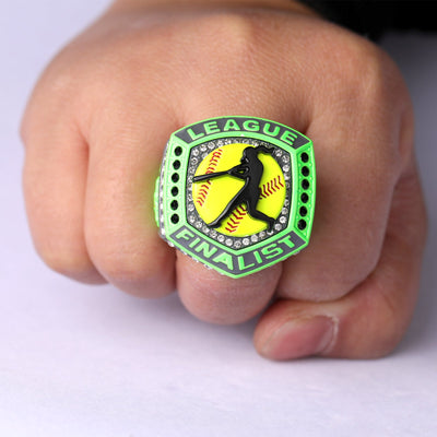 2025 LEAGUE grey green softball champion & Finalist rings size 9.5 and size 11.5 - Topsportsjewelry & awards