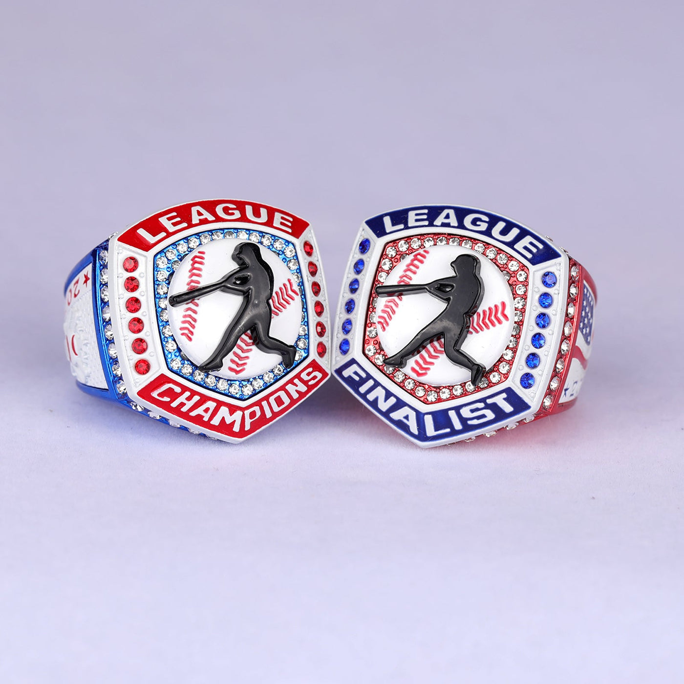 2025 LEAGUE red blue white baseball championship ring youth size 9.5 adult size 11.5 - Topsportsjewelry & awards