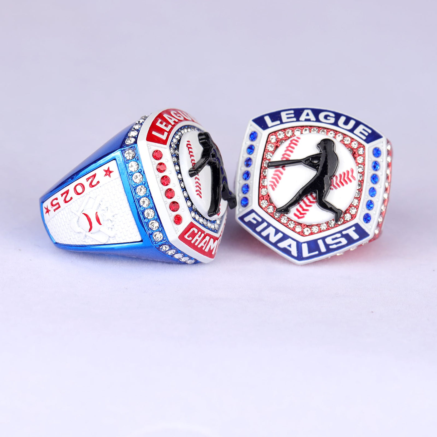 2025 LEAGUE red blue white baseball championship ring youth size 9.5 adult size 11.5 - Topsportsjewelry & awards