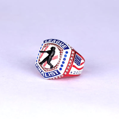 2025 LEAGUE red blue white baseball championship ring youth size 9.5 adult size 11.5 - Topsportsjewelry & awards