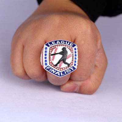 2025 LEAGUE red blue white baseball championship ring youth size 9.5 adult size 11.5 - Topsportsjewelry & awards