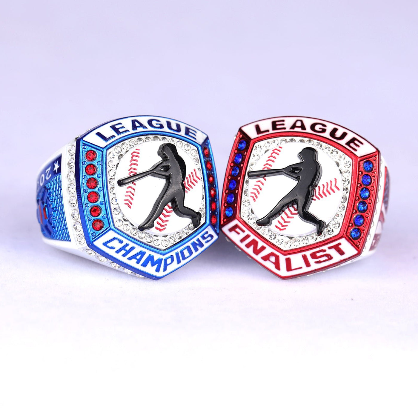 2025 LEAGUE white red blue baseball champ ring youth size 9.5 , adult size 11.5 - Topsportsjewelry & awards