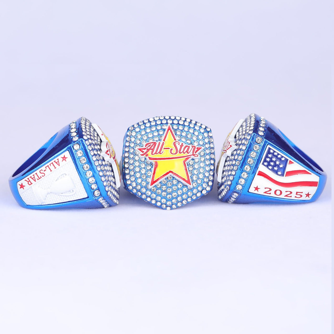 2025 light blue and white ALL - STAR sports champion ring size 9 and size 11 - Topsportsjewelry & awards