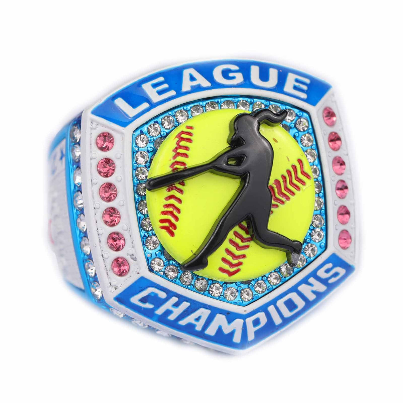 2025 pink white light blue softball LEAGUE championship ring size 9 and 11 - Topsportsjewelry & awards