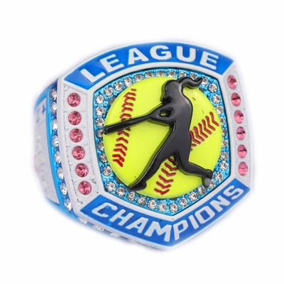 2025 pink white light blue softball LEAGUE championship ring size 9 and 11 - Topsportsjewelry & awards