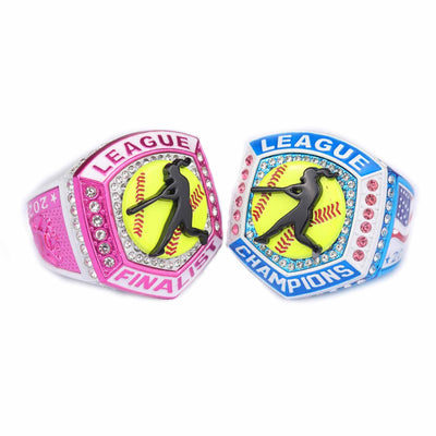2025 pink white light blue softball LEAGUE championship ring size 9 and 11 - Topsportsjewelry & awards