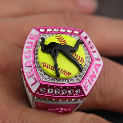 2025 pink white light blue softball LEAGUE championship ring size 9 and 11 - Topsportsjewelry & awards