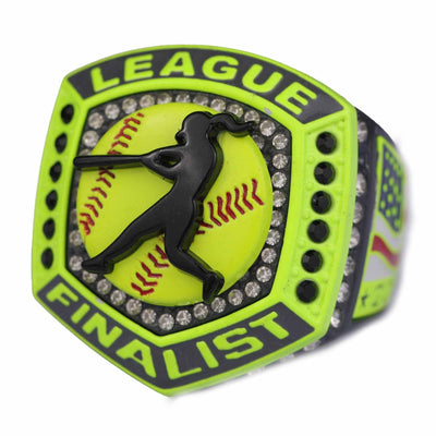 2025 softabll grey yellow LEAGUE ring size 9 and 11 - Topsportsjewelry & awards