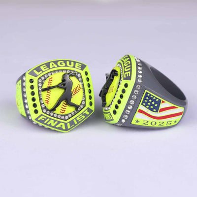 2025 softabll grey yellow LEAGUE ring size 9 and 11 - Topsportsjewelry & awards