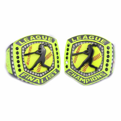 2025 softabll grey yellow LEAGUE ring size 9 and 11 - Topsportsjewelry & awards