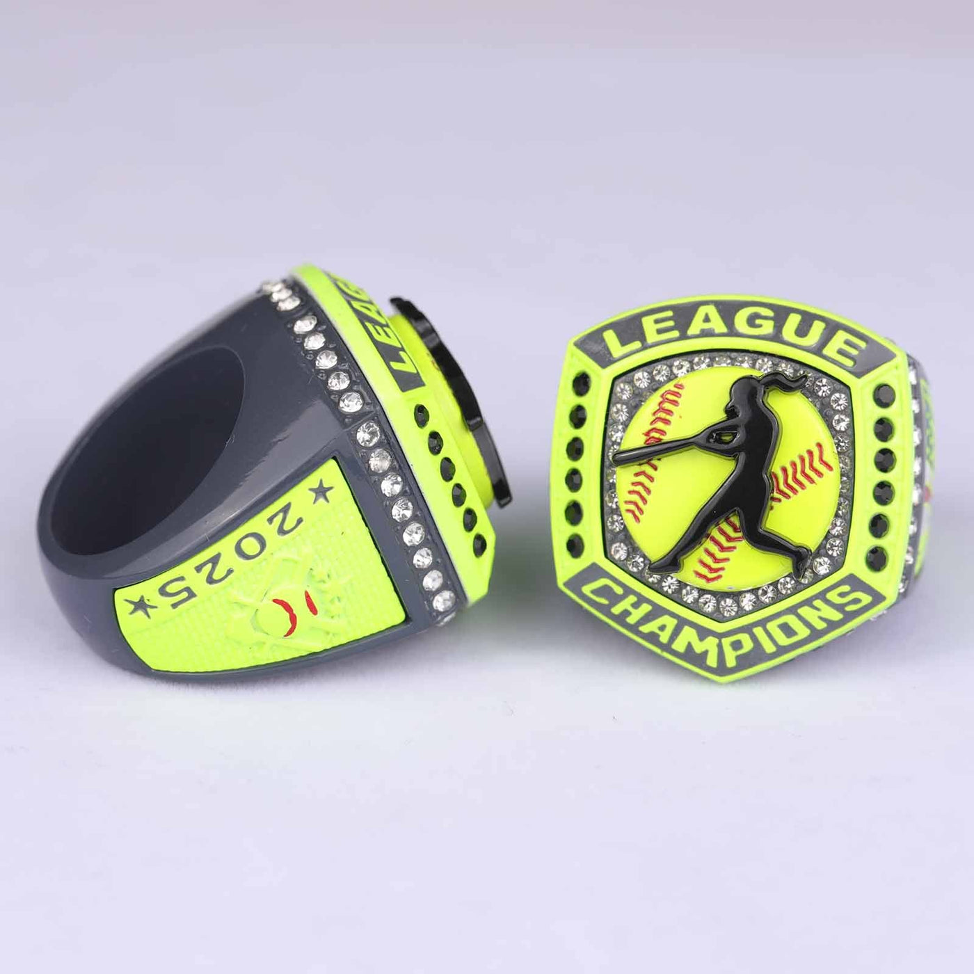 2025 softabll grey yellow LEAGUE ring size 9 and 11 - Topsportsjewelry & awards