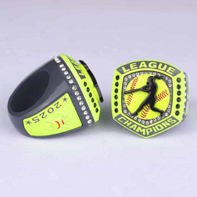 2025 softabll grey yellow LEAGUE ring size 9 and 11 - Topsportsjewelry & awards