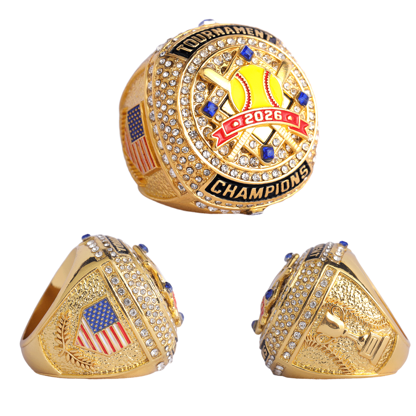 2026 softball team awards two-tones gold champions silver bronze finalist rings size 9.5