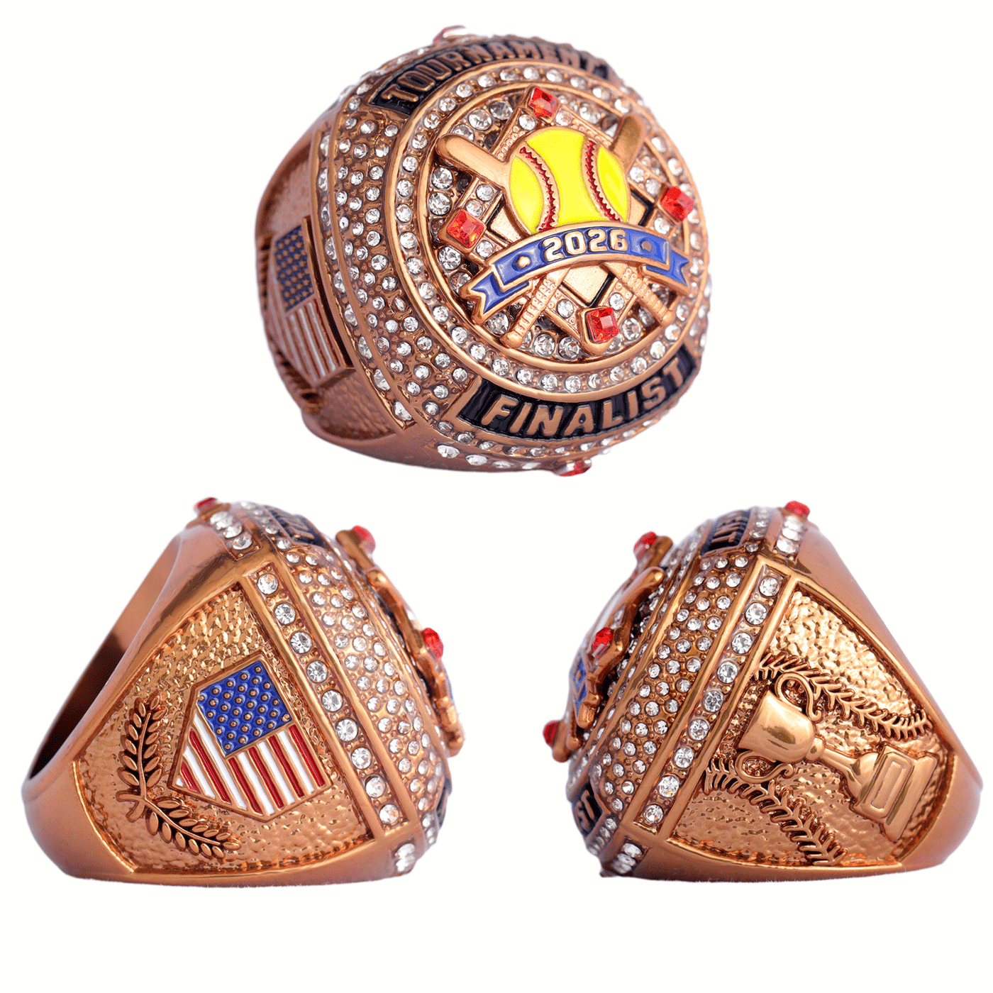 2026 softball team awards two-tones gold champions silver bronze finalist rings size 9.5