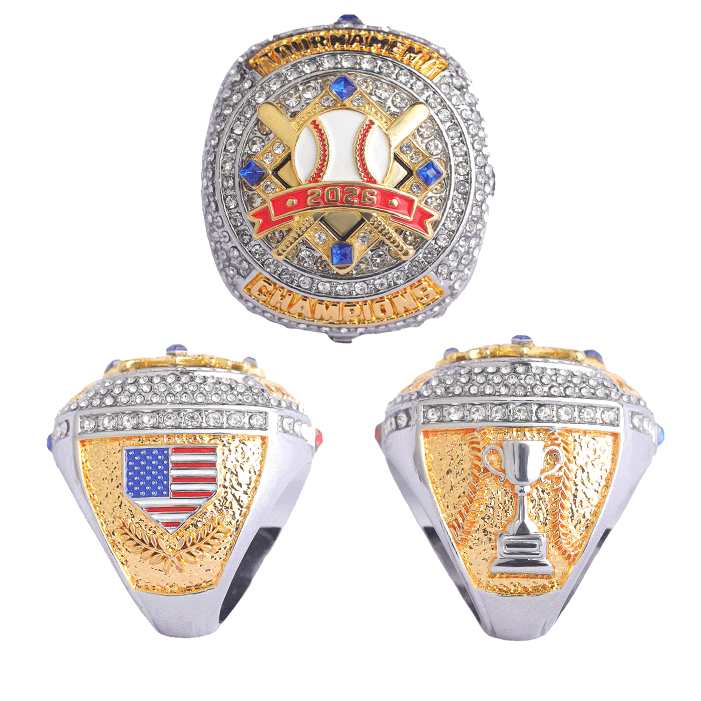 2026 two-tone youth tournament baseball champions ring size 9.5