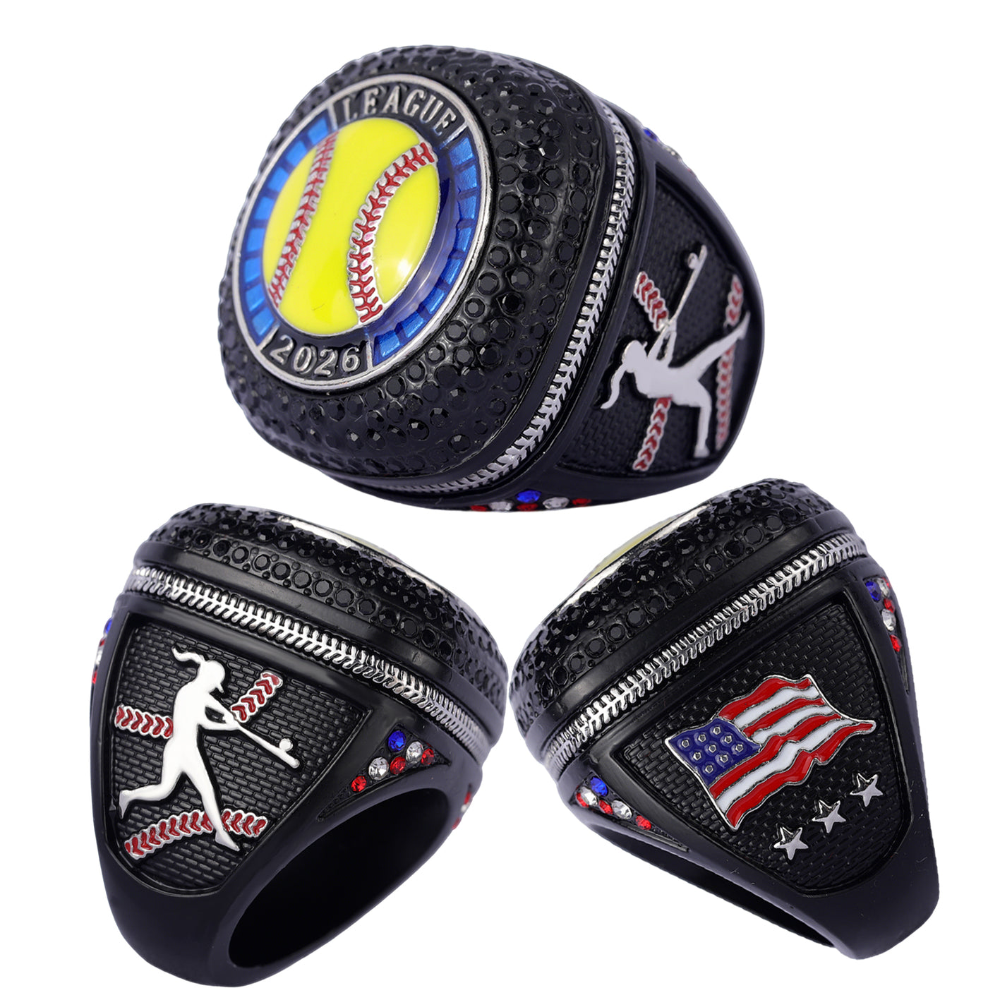 Gsl Softball Rings date 2026 girls softball LEAGUE black gold champions ring size 9.5 ...