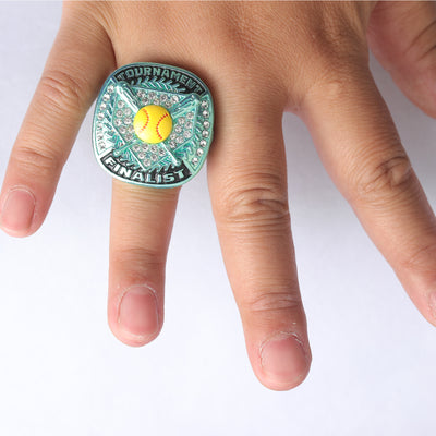 ST01 youth teal softball tournament championship rings size 9.5