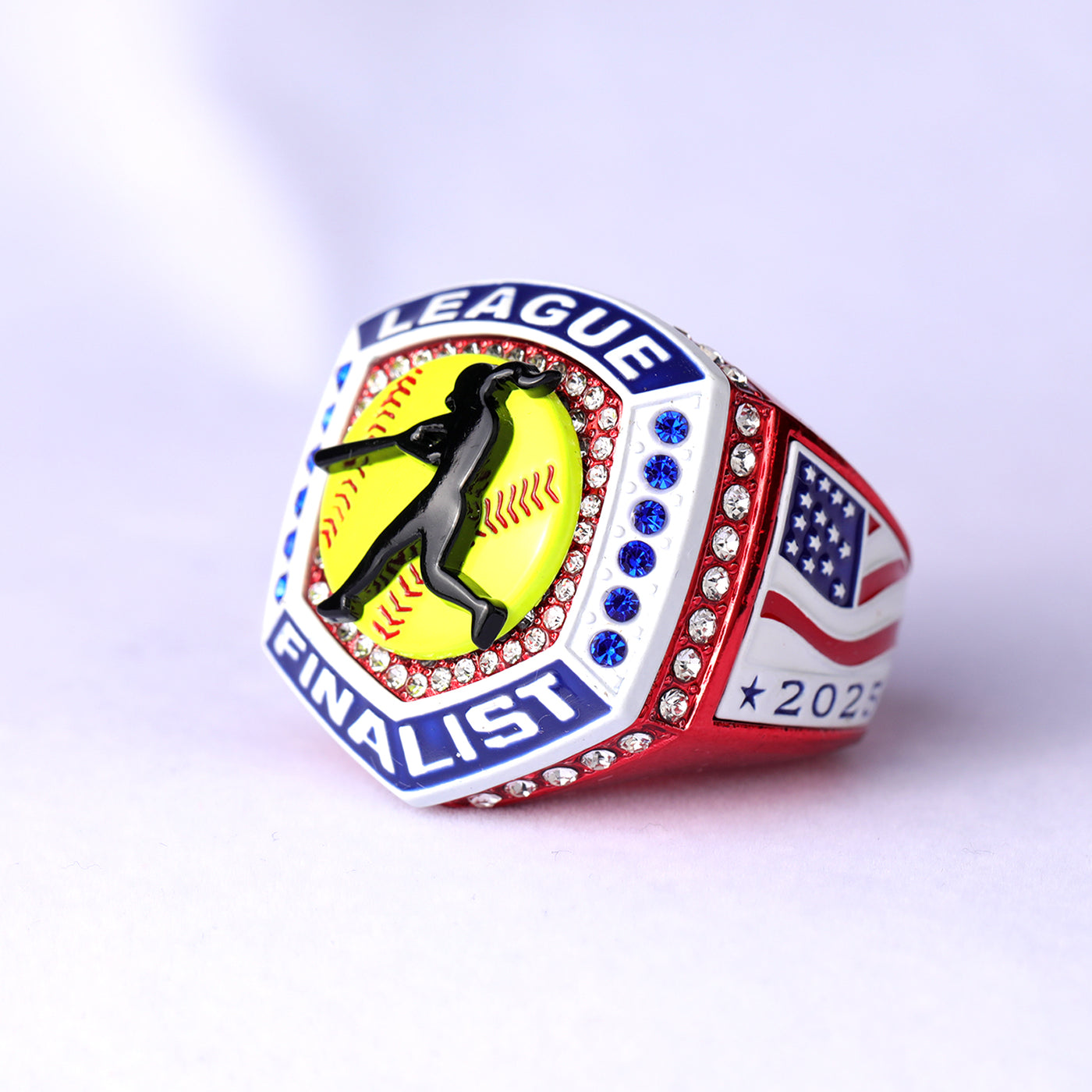 New big heavy red blue white homeplate softball championship ring 2025 size 9.5 and size 11.5