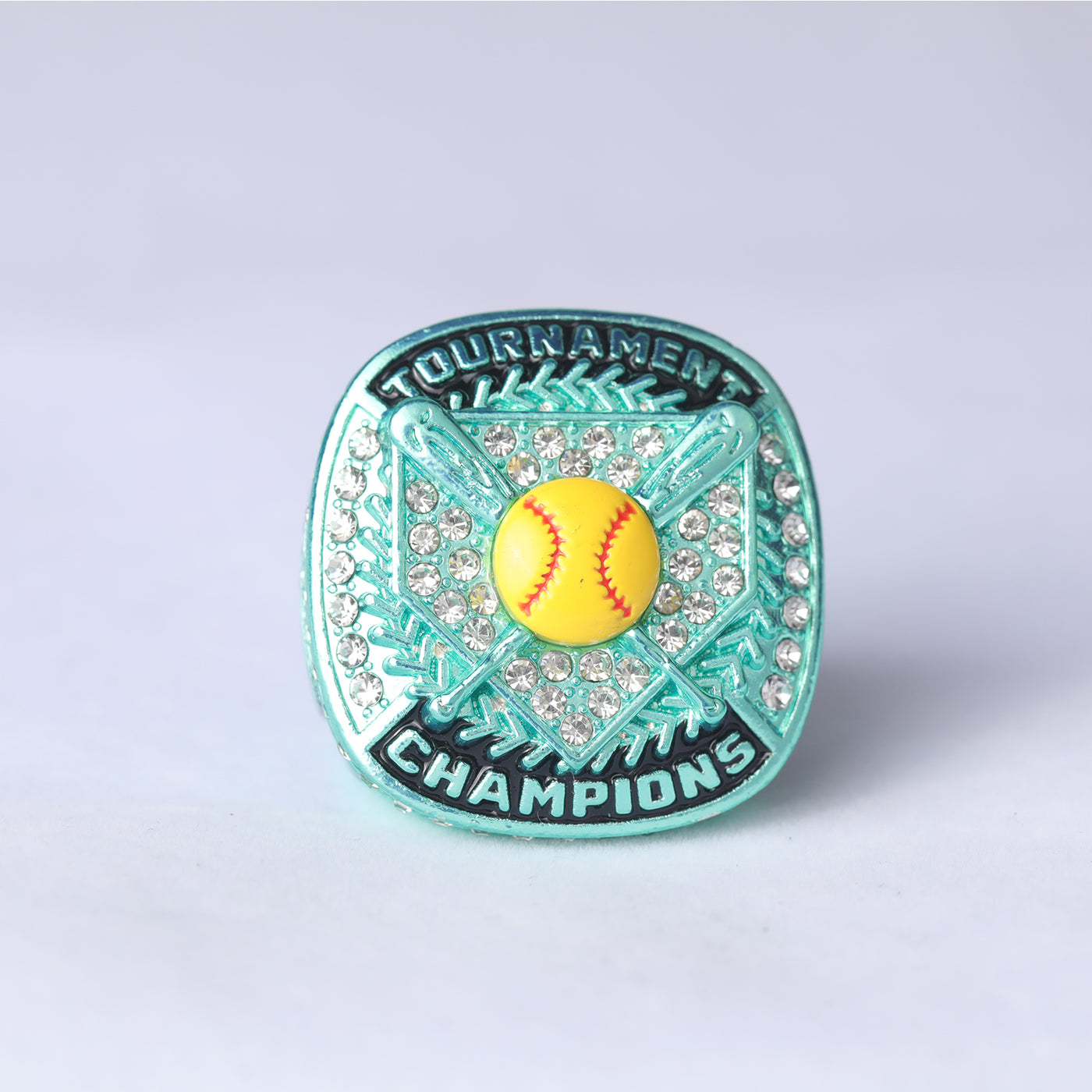 ST01 youth teal softball tournament championship rings size 9.5