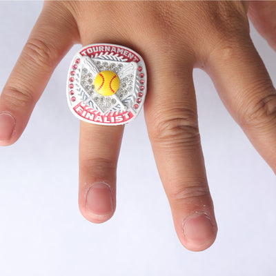 ST04 white pink girl softball tournament championship awards ring size 9.5