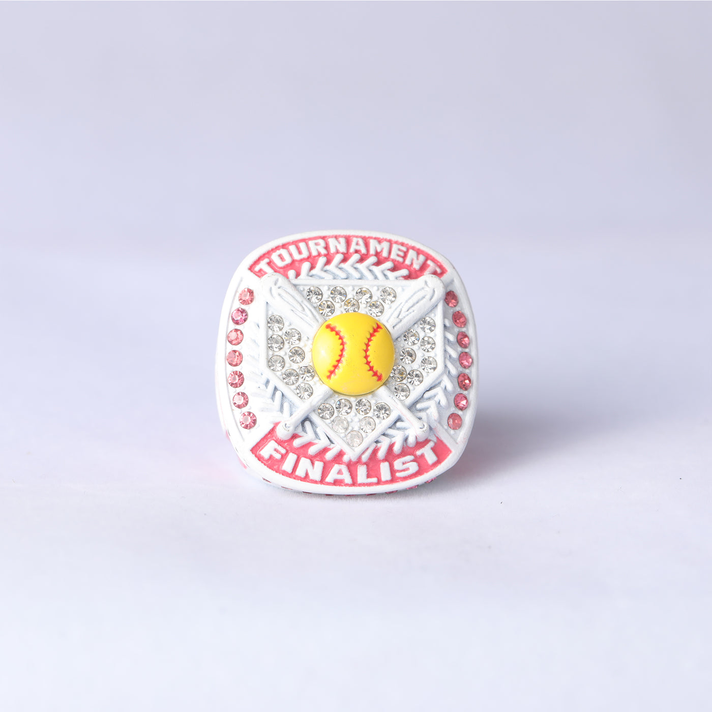 ST04 white pink girl softball tournament championship awards ring size 9.5