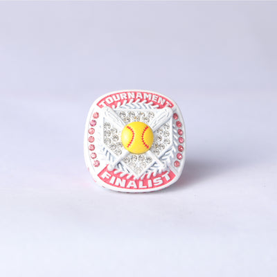 ST04 white pink girl softball tournament championship awards ring size 9.5