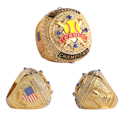 GENERIC softball players awards two-tones gold champions silver bronze finalist ring size 9.5