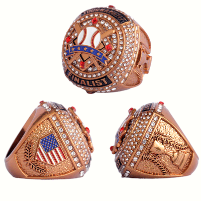 Team awards youth baseball Tournament two-tones gold champions silver bronze finalist ring size 9.5
