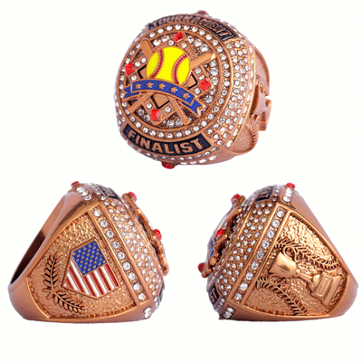 GENERIC softball players awards two-tones gold champions silver bronze finalist ring size 9.5