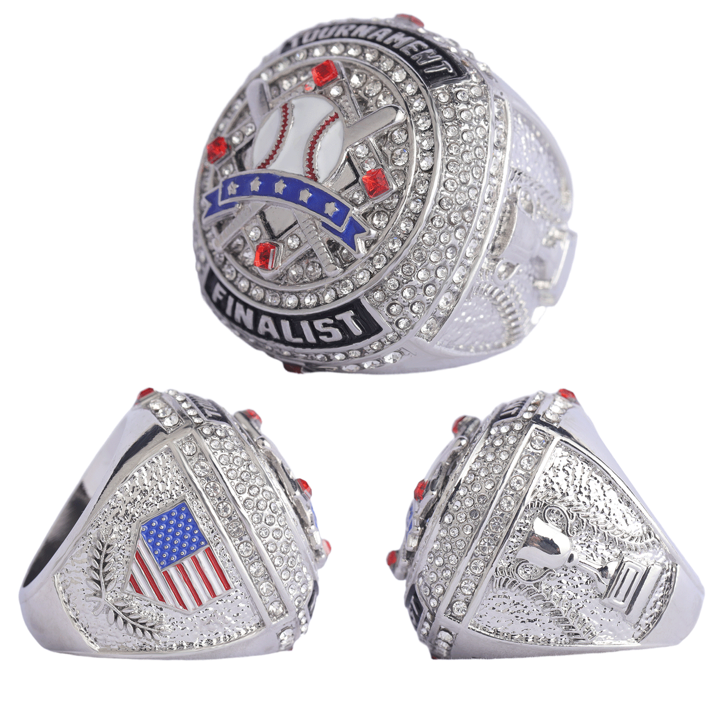 Team awards youth baseball Tournament two-tones gold champions silver bronze finalist ring size 9.5