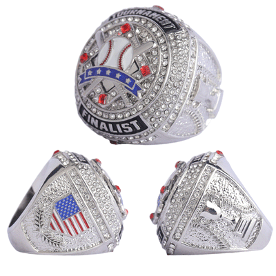 Team awards youth baseball Tournament two-tones gold champions silver bronze finalist ring size 9.5