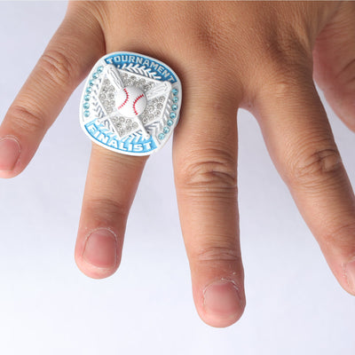 BA01 youth baseball white & carolina blue championship ring size 9 - Topsportsjewelry & awards