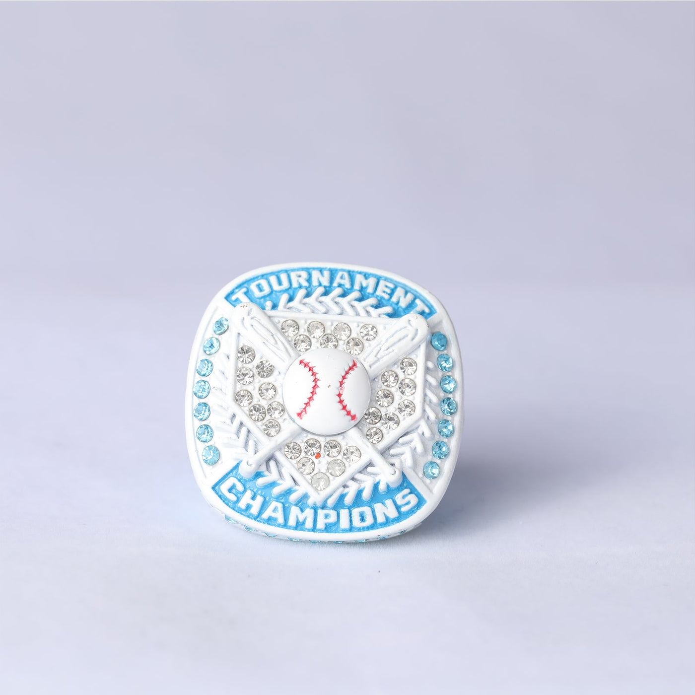 BA01 youth baseball white & carolina blue championship ring size 9 - Topsportsjewelry & awards