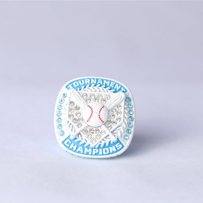 BA01 youth baseball white & carolina blue championship ring size 9 - Topsportsjewelry & awards