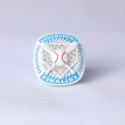 BA01 youth baseball white & carolina blue championship ring size 9 - Topsportsjewelry & awards