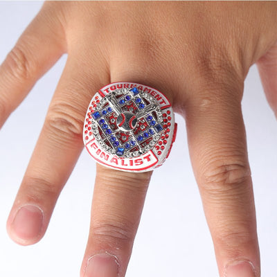 BAB01 white red blue baseball youth tournament championship rings size 9.5 - Topsportsjewelry & awards