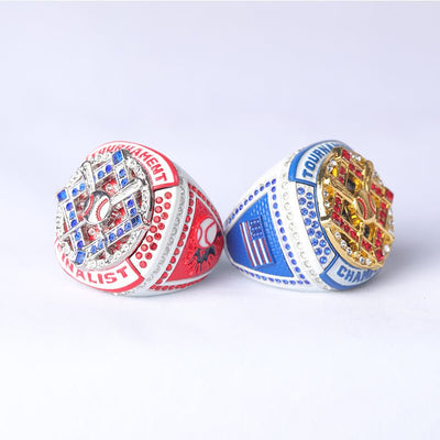 BAB01 white red blue baseball youth tournament championship rings size 9.5 - Topsportsjewelry & awards