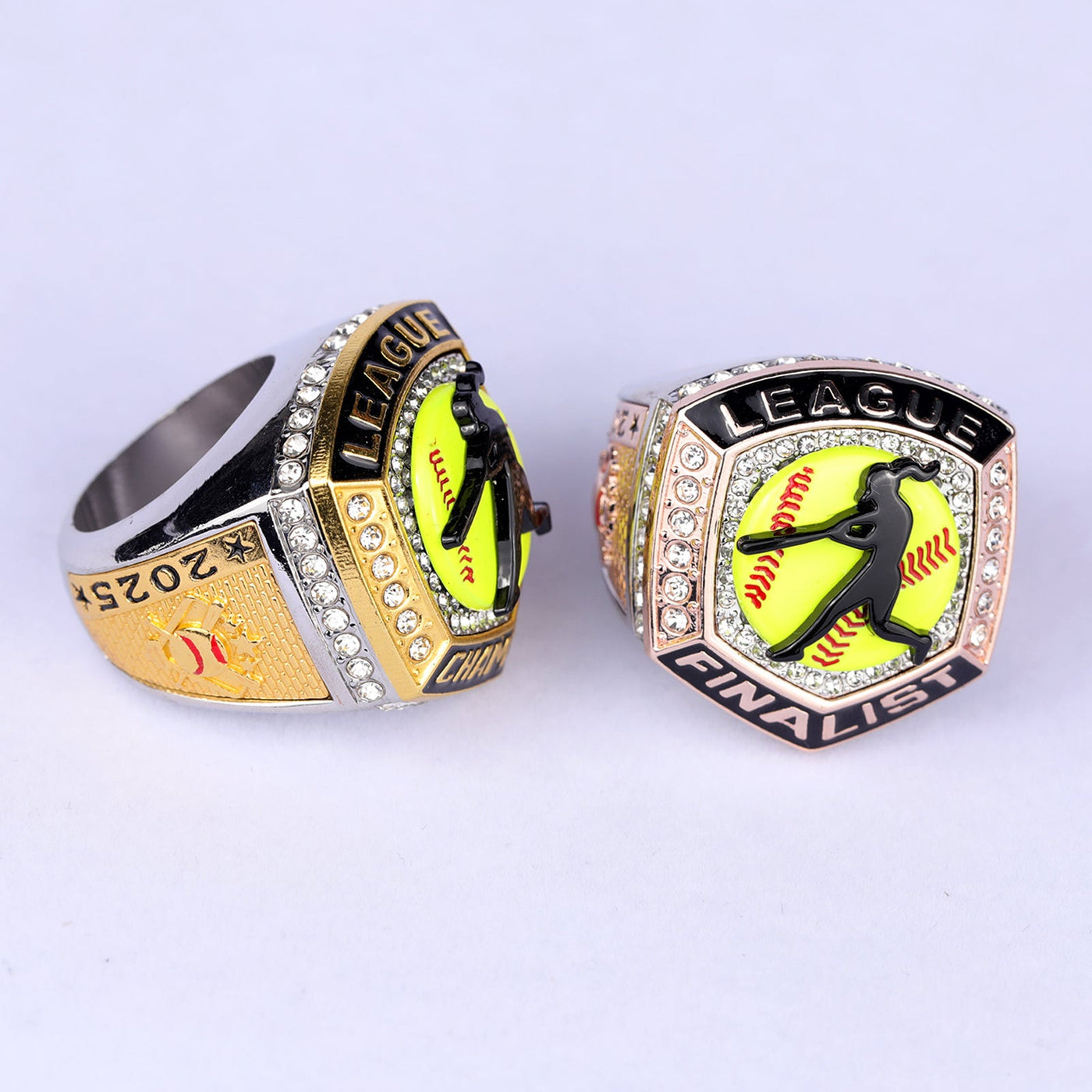 Big heavy 2025 LEAGUE two - tones softball champions & finalist ring size 9.5 and size 11.5 - Topsportsjewelry & awards