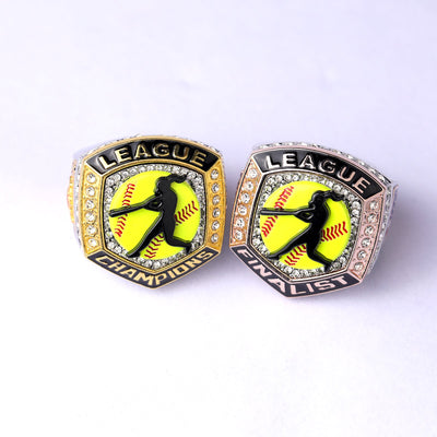 Big heavy 2025 LEAGUE two - tones softball champions & finalist ring size 9.5 and size 11.5 - Topsportsjewelry & awards
